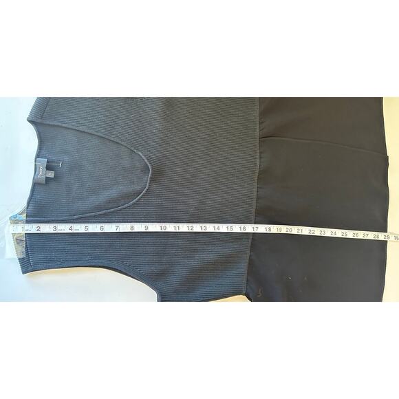 Theory Black Combo Scoop Neck Combo Crepe Tank Ribbed Bodice Peplum Stretch XL - Picture 5 of 7